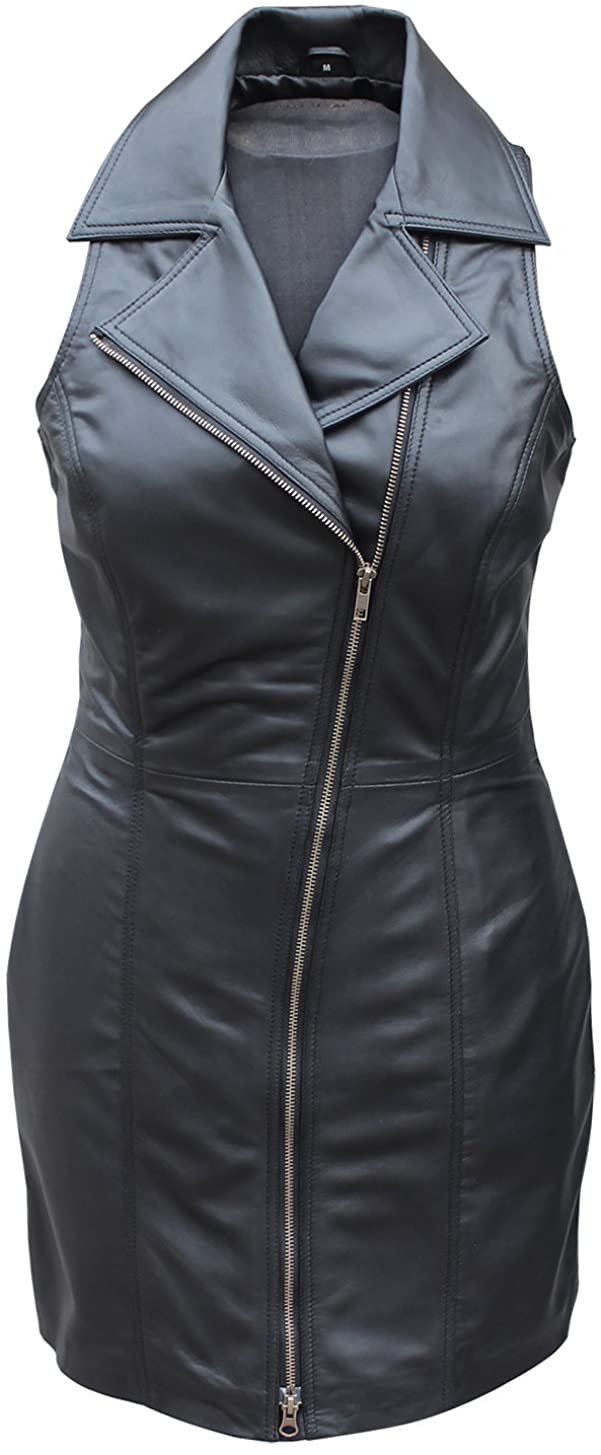 New Genuine Soft Sexy Lambskin Leather Women Designer Ladies Dress - NYLeathers