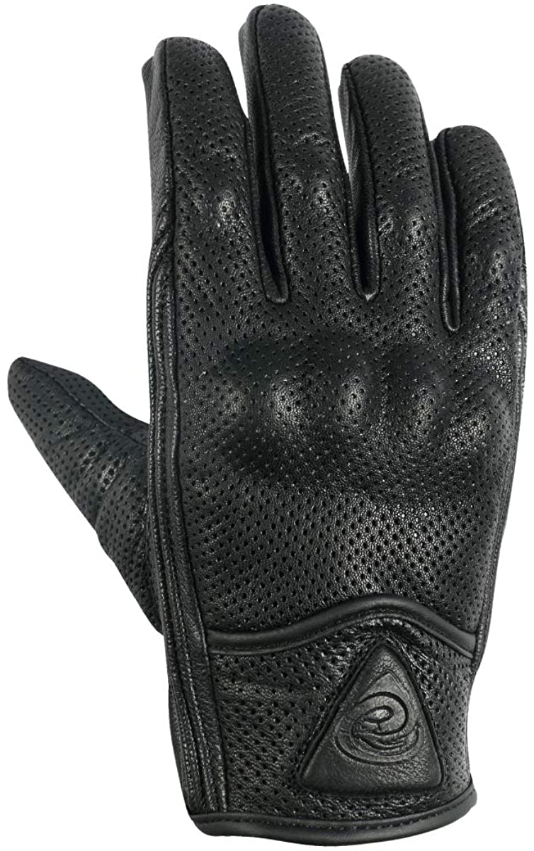 Men's Perfect Motorcycle Perforated Black Leather Gloves Leather - NYLeathers