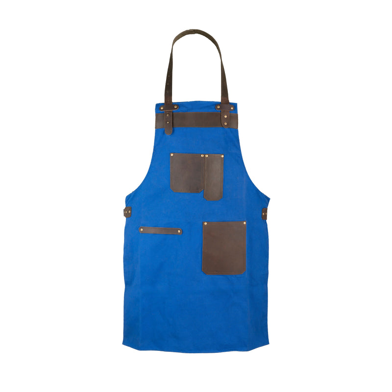 Top Grain Leather Royal Blue Canvas Apron Butcher Apron - BBQ Apron - Chef Apron - Blacksmith Apron - Woodwork Apron - Christmas