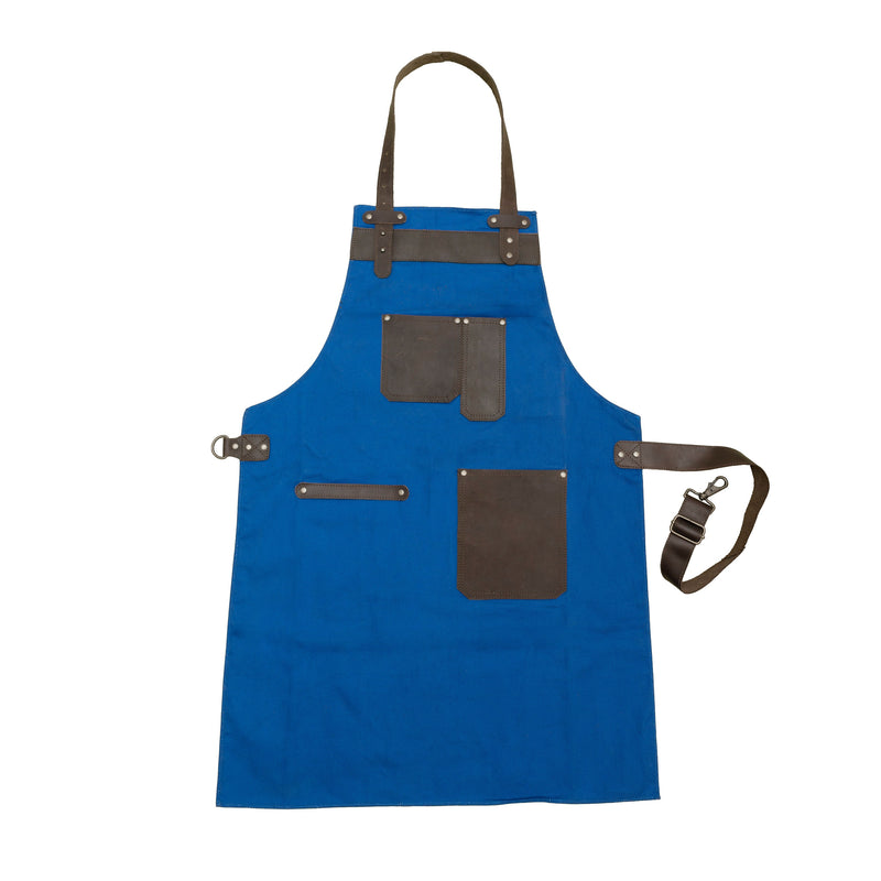 Top Grain Leather Royal Blue Canvas Apron Butcher Apron - BBQ Apron - Chef Apron - Blacksmith Apron - Woodwork Apron - Christmas