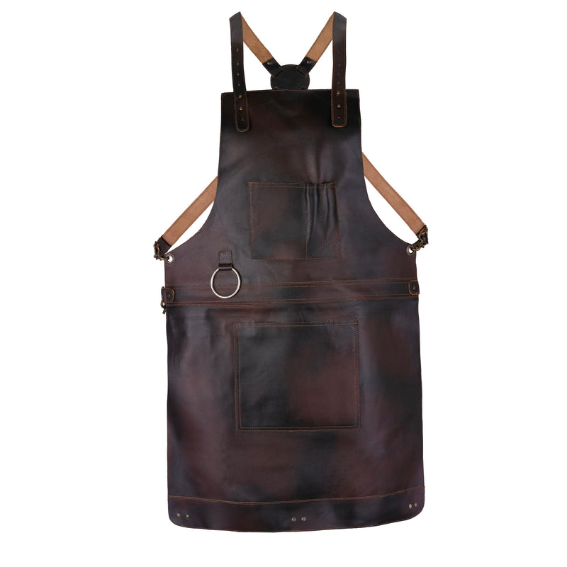 Dark Brown Full Grain Leather crossbody Apron Butcher Apron -BBQ Apron -Cooking Apron - Wood work Apron - Cheff Apron - BBq Grill Gift